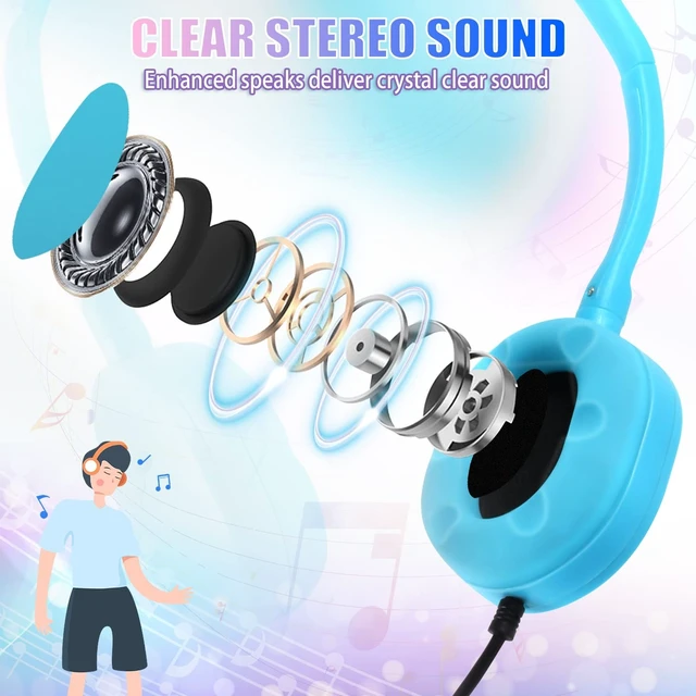 Alt view image 2 of 5 - CN-Outlet 20 Pack Classroom Kids Headphones with Cord Bulk 10 Colourful Class Set Headphones for School Students Children Toddler Boys Girls Teen and Adult (Mixed)