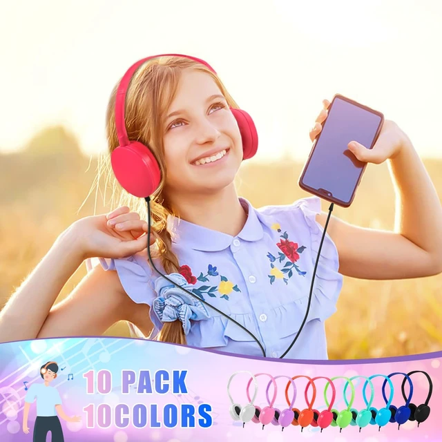 Alt view image 5 of 5 - CN-Outlet 20 Pack Classroom Kids Headphones with Cord Bulk 10 Colourful Class Set Headphones for School Students Children Toddler Boys Girls Teen and Adult (Mixed)