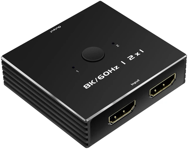 Main image of HDMI Switch 4K 120Hz 2 in 1 Out 2 Port Switch 1 Monitors 2 Computers 2K 144Hz KVM Switches Monitor Switches HDMI2.1 8K 60Hz