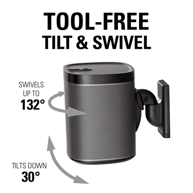 Alt view image 3 of 5 - Sanus Wireless Speaker Wall Mount for Sonos ONE - Tool Free Tilt & Swivel Adjustments For Best Audio - Single (black) - WSWM21-B1