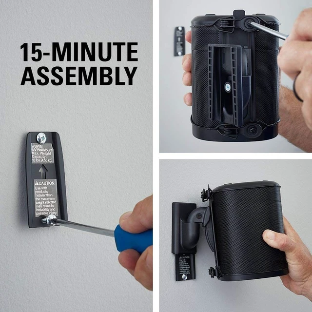 Alt view image 5 of 5 - Sanus Wireless Speaker Wall Mount for Sonos ONE - Tool Free Tilt & Swivel Adjustments For Best Audio - Single (black) - WSWM21-B1