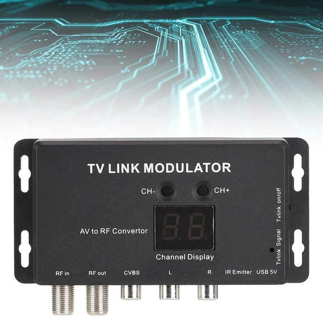 Alt view image 2 of 5 - Professional TM70 UHF Modulator TV Link Modulator AV HF Converter IR Extender Adapter with USB Cable Receiving Cable for PC Laptop TV STB VHS VCR Camera DVD