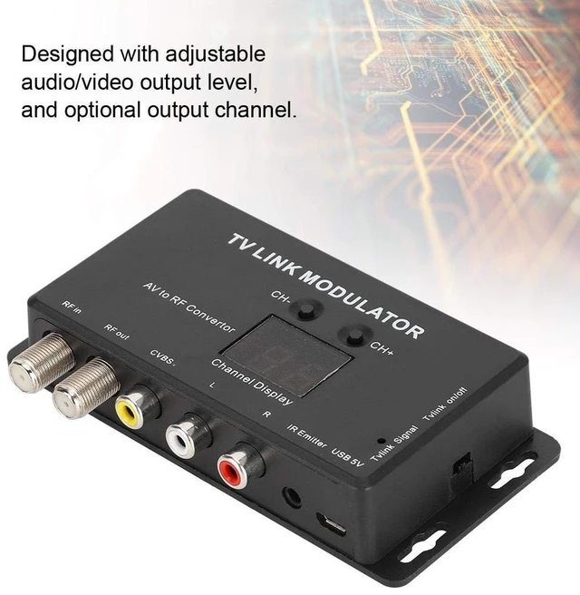 Alt view image 5 of 5 - Professional TM70 UHF Modulator TV Link Modulator AV HF Converter IR Extender Adapter with USB Cable Receiving Cable for PC Laptop TV STB VHS VCR Camera DVD