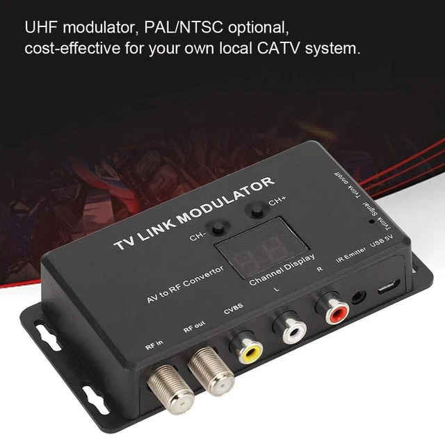 Alt view image 4 of 5 - Professional TM70 UHF Modulator TV Link Modulator AV HF Converter IR Extender Adapter with USB Cable Receiving Cable for PC Laptop TV STB VHS VCR Camera DVD