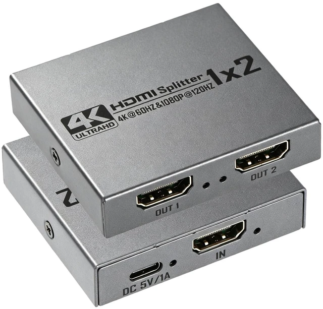 Main image of 2026 Upgraded 4K@60Hz HDMI 2.0 Splitter 1 in 2 Out, 4K HDMI Splitter Duplicate Only, Support 18Gbps HDCP2.2 HDR 3D Dolby Vision, Compatible with TV Box, PS5, DVD Player