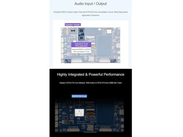 Alt view image 5 of 5 - waveshare ESP32-P4-WIFI6 7inch IPS Touch Display Development Board Based On ESP32-P4 and ESP32-C6 1024 600 Resolution Capacitive 5-Point Touch Screen Supports Wi-Fi 6 / Bluetooth 5 (LE)