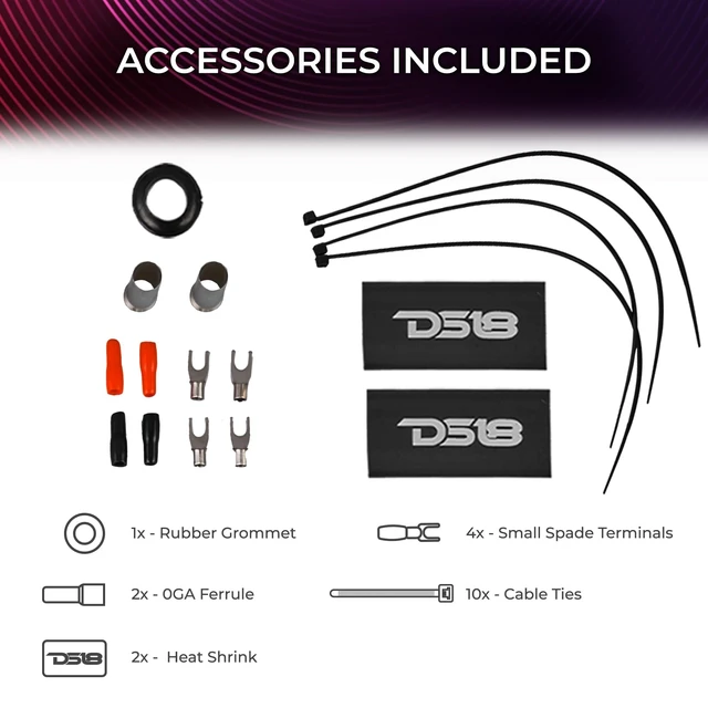 Alt view image 4 of 5 - DS18 AKIT0.RD 0-GA Amplifier Installation Wiring Kit with Fuse Holder 250A, Up to 3500 Watts RMS, Ultra Flex Wire, Amp Wire Kit, Amp Wiring Kit 0 Gauge - Red
