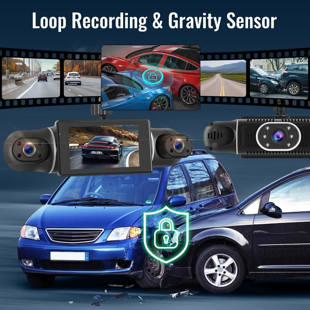 Alt view image 4 of 5 - NHOPEEW 4 Channel 360 Dash Cam, 3 inch IPS Screen 1080P Front and Rear Inside, 720P Left Right Dash Camera for Cars with WiFi & App Control, Night Vision, Loop Recording + 64G TF Card