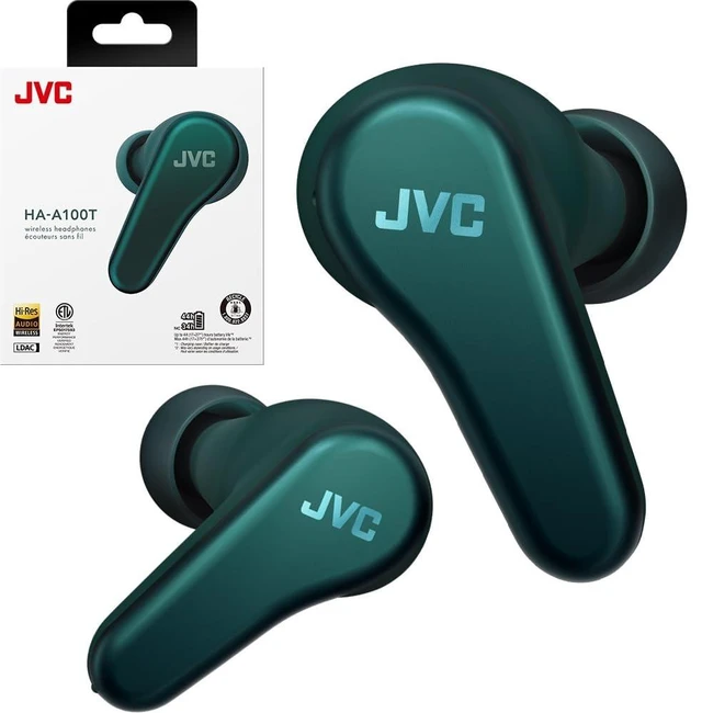 Main image of JVC True Wireless Earbuds, Hybrid Noise Cancelling, 10mm Driver, LDAC Audio, Spiral Dot Pro Earpieces, 44 Hours Battery Life, Wireless Charging, and Multipoint Connection - HAA100TG (Tea