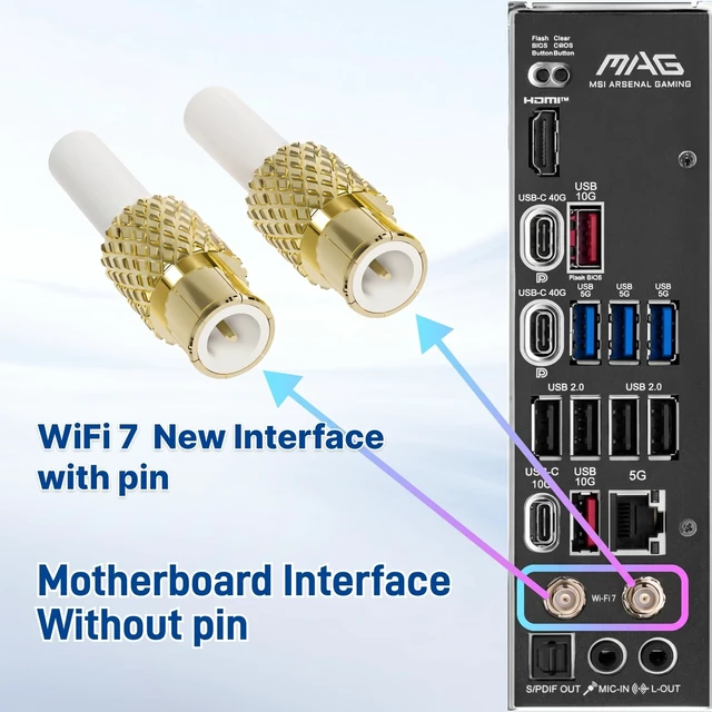 Alt view image 3 of 5 - WiFi 7 Antenna Magnetic Base New Interface for MSI MAG B850 Tomahawk MAX