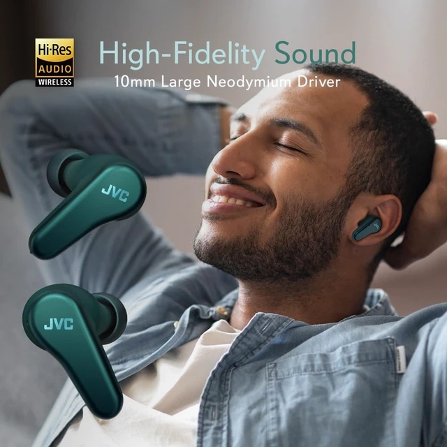Alt view image 5 of 5 - JVC True Wireless Earbuds, Hybrid Noise Cancelling, 10mm Driver, LDAC Audio, Spiral Dot Pro Earpieces, 44 Hours Battery Life, Wireless Charging, and Multipoint Connection - HAA100TG (Tea