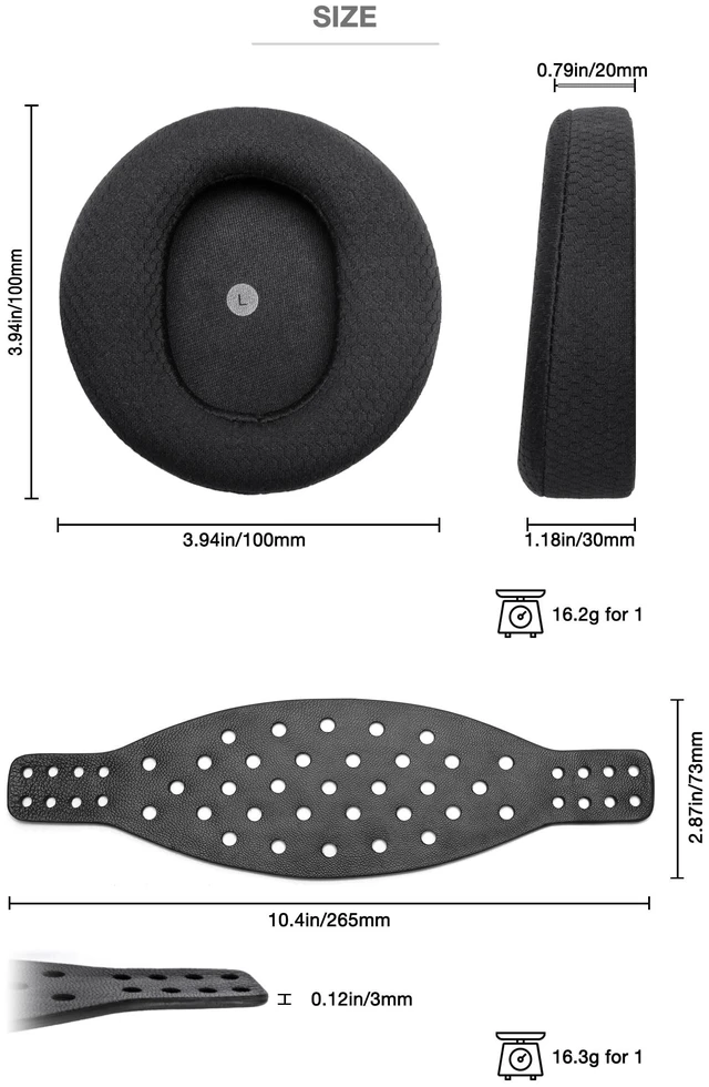 Alt view image 3 of 5 - Voarmaks Ear Pads + Wide Lambskin Headband Strap for Audeze Maxwell 1, 2, 2 ANC