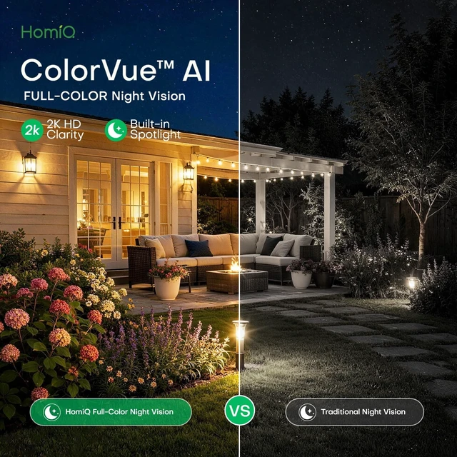 Alt view image 2 of 5 - HomiQ 3MP 2K WiFi Light Bulb Camera with Alexa,Full-Color Night Vision,12x