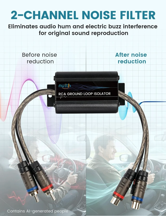 Alt view image 2 of 5 - NuIth RCA Ground Loop Isolator, 2 Channel Hum Eliminator Noise Filter