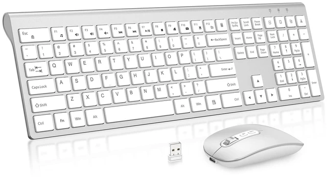 Main image of cimetech Rechargeable Full Size Wireless Keyboard and Mouse Combo - Silver