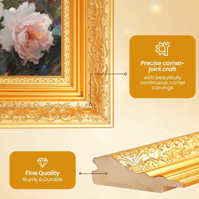 Alt view image 4 of 5 - CasaDHG Gold TV Frame, Compatible ONLY with 65" Samsung The Frame TV Pro TVs, Vintage Golden Art Bezel, Fits 65" LS03A/LS03B/LS03C/LS03D/LS03FA/LS03FW (20212025 & 2025 Pro) (65")