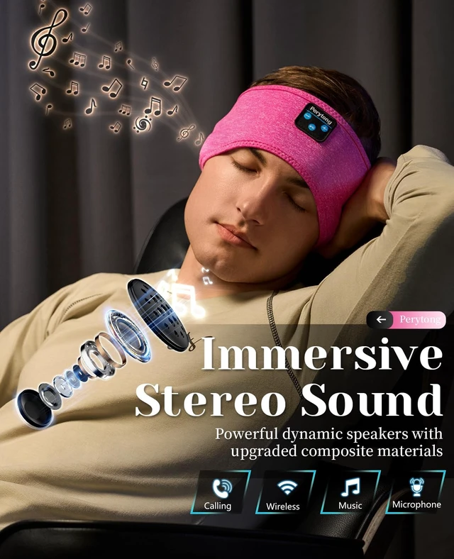 Alt view image 4 of 5 - Bluetooth Headband Sleep Headphones with Ultra - Thin HD Speakers, Perfect for Sleeping, Sports, Insomnia, Yoga, Meditation & Air Travel - The Sleep & Wellness Gift You Didn't Know You Needed