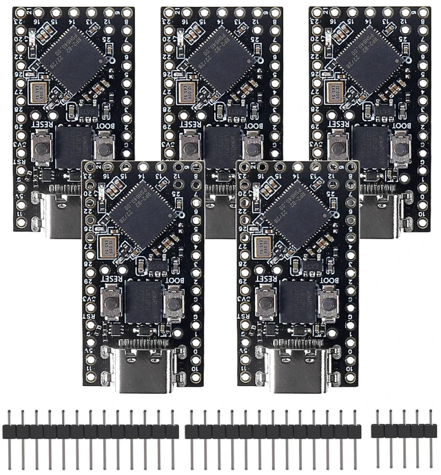 Main image of 5Pcs Pro Micro RP2040 Development Board Dual-Core, 264KB RAM 16MB Flash USB-C Type-C Interface Compatible with MicroPython Compact Embedded System Module