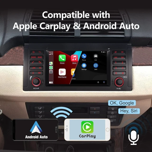 Alt view image 2 of 5 - LXKLSZ Car Stereo for BMW E39 M5 Compatible with Wireless Carplay/Android Auto with IPS Touch Screen/Bluetooth/Mirror Link/FM/AM/USB/High Power