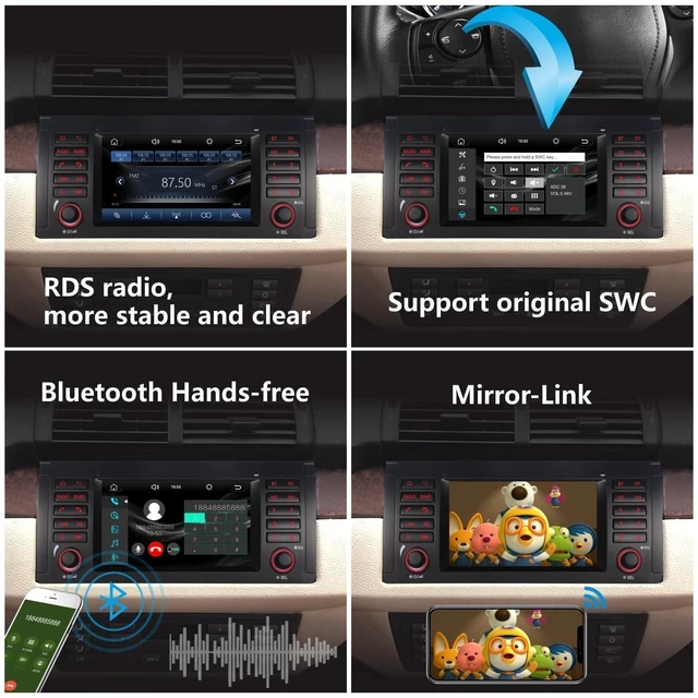 Alt view image 4 of 5 - LXKLSZ Car Stereo for BMW E39 M5 Compatible with Wireless Carplay/Android Auto with IPS Touch Screen/Bluetooth/Mirror Link/FM/AM/USB/High Power