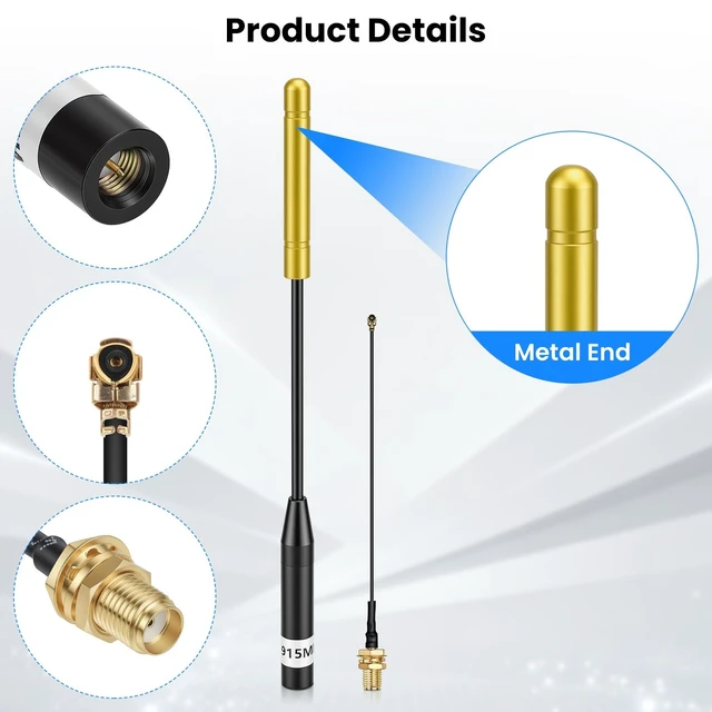 Alt view image 2 of 5 - 915MHz LoRa Antenna, Whip Antenna 20cm, Meshtastic 10dBi Gain, Yellow 2Pcs