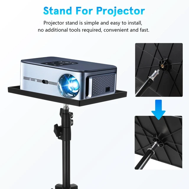 Alt view image 5 of 5 - Tofficu Projector Stand Portable Projector Tripod Stand Adjustable Height with Tray Laptop for Tabletop Floor Bedside Use Anti-Slip Shelf Easy Install