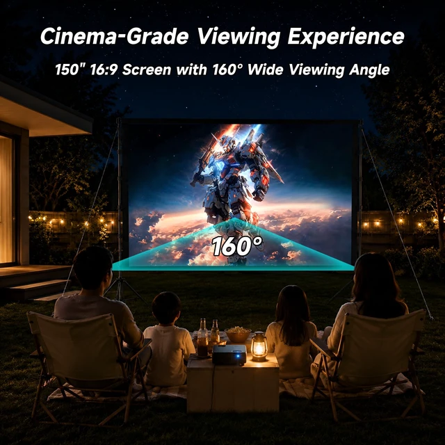 Alt view image 3 of 5 - IN&VI Portable 150 Inch Portable 16:9 Outdoor Projector Screen with Stand