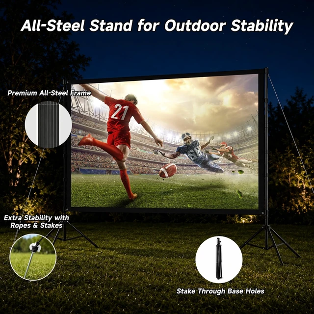 Alt view image 2 of 5 - IN&VI Portable 150 Inch Portable 16:9 Outdoor Projector Screen with Stand