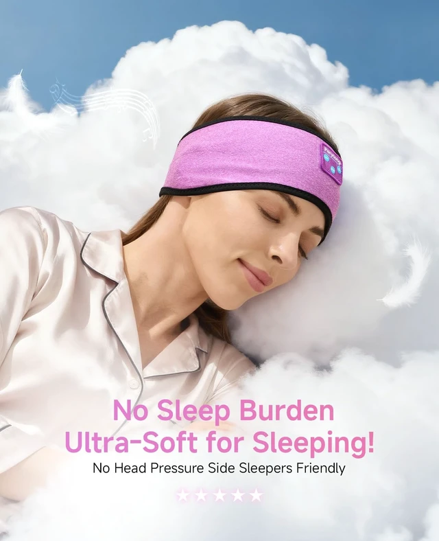 Alt view image 2 of 5 - Sleep Headphones Headband with Bluetooth, Soft for Side Sleepers & Insomnia Relief, Wireless Sports Earphones with Mic, Perfect for Sleeping, Jogging, Yoga & Travel - A Meaningful Gift for Wome
