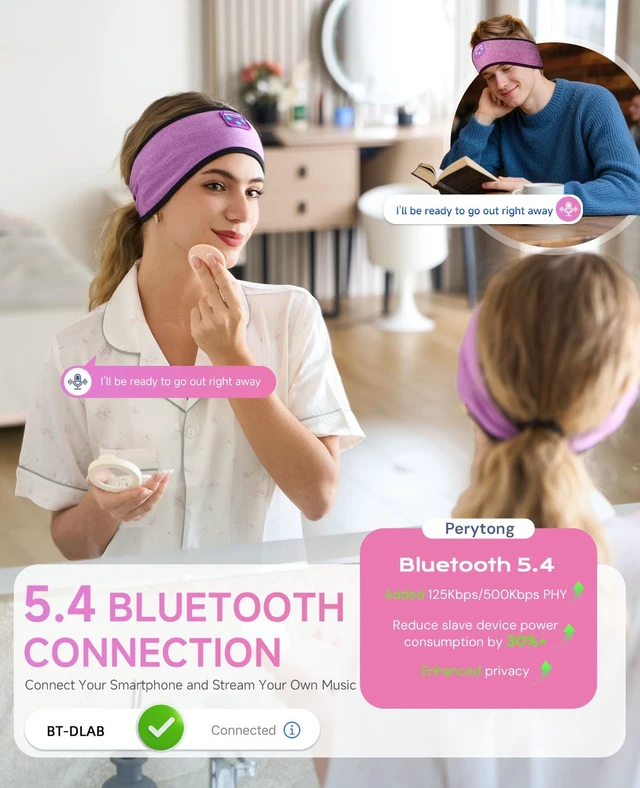 Alt view image 5 of 5 - Sleep Headphones Headband with Bluetooth, Soft for Side Sleepers & Insomnia Relief, Wireless Sports Earphones with Mic, Perfect for Sleeping, Jogging, Yoga & Travel - A Meaningful Gift for Wome