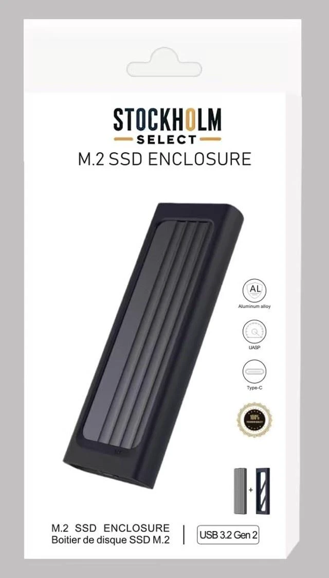 Main image of M.2 NVMe SSD Enclosure Aluminum USB 3.2 Tool-Free External Case for 2230/2242/2260/2280 NVMe SSDs, Portable Type-C Adapter for Laptop, PC & Gaming Consoles