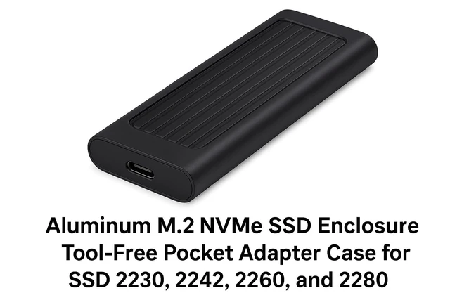 Alt view image 2 of 5 - M.2 NVMe SSD Enclosure Aluminum USB 3.2 Tool-Free External Case for 2230/2242/2260/2280 NVMe SSDs, Portable Type-C Adapter for Laptop, PC & Gaming Consoles
