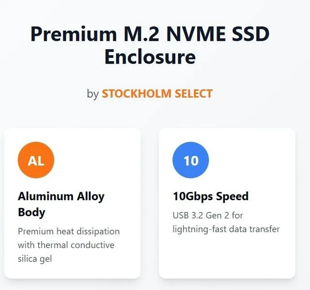 Alt view image 5 of 5 - M.2 NVMe SSD Enclosure Aluminum USB 3.2 Tool-Free External Case for 2230/2242/2260/2280 NVMe SSDs, Portable Type-C Adapter for Laptop, PC & Gaming Consoles