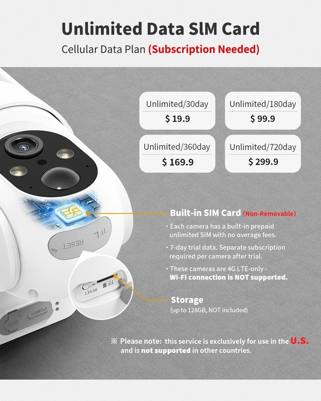 Alt view image 4 of 5 - Ebitcam 4G LTE Cellular Security Camera Includes SIM Card(Support Verizon/AT&T/T-Mobile), 2K Solar Outdoor Cam Wireless Without WiFi Needed, 360 Live View, Color Night Vision