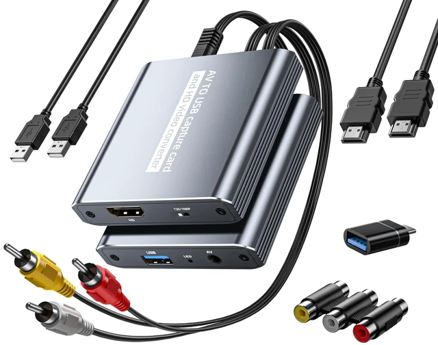 Main image of VHS to Digital Capture Card USB Video Capture Card with HDMI Loop Out, RCA AV to USB for VCR/DVD/Hi8/PS2/Wii, 1080P 30fps Analog to Digital Converter, Effortless Record & Preview Old Videos on TV/PC