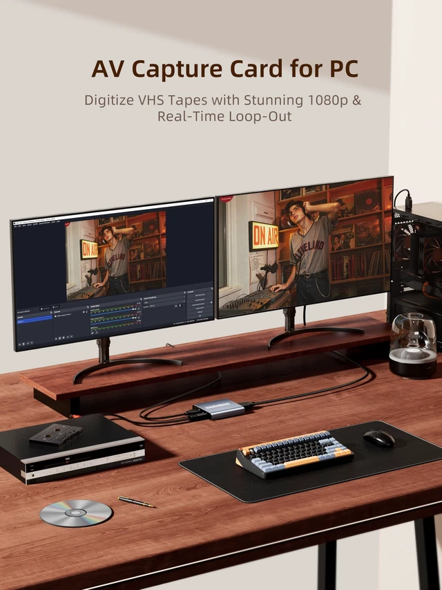 Alt view image 2 of 5 - VHS to Digital Capture Card USB Video Capture Card with HDMI Loop Out, RCA AV to USB for VCR/DVD/Hi8/PS2/Wii, 1080P 30fps Analog to Digital Converter, Effortless Record & Preview Old Videos on TV/PC