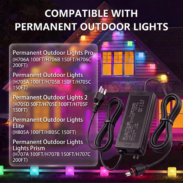 Alt view image 2 of 5 - 36V 3A Power Adapter Charge for Govee Permanent Outdoor Lights Pro/Prism