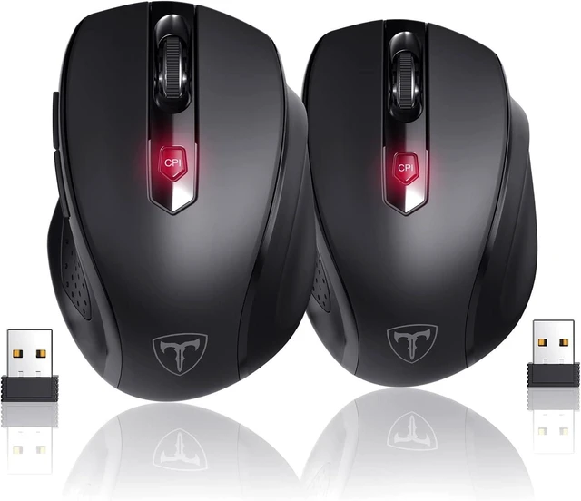 Main image of HOTWEEMS Wireless Mouse, D-09 Computer Mouse USB Cordless Mice for Laptop, Ergo Grips, Lightspeed 5-Level 2400 DPI, 16 Months Battery, Portable for PC Mac Chromebook (2Pack)