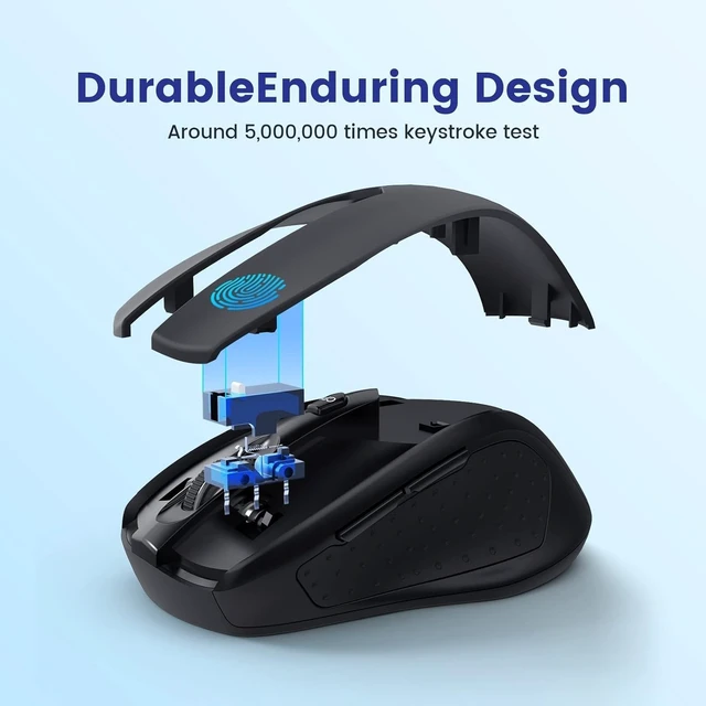 Alt view image 2 of 5 - HOTWEEMS Wireless Mouse, D-09 Computer Mouse USB Cordless Mice for Laptop, Ergo Grips, Lightspeed 5-Level 2400 DPI, 16 Months Battery, Portable for PC Mac Chromebook (2Pack)