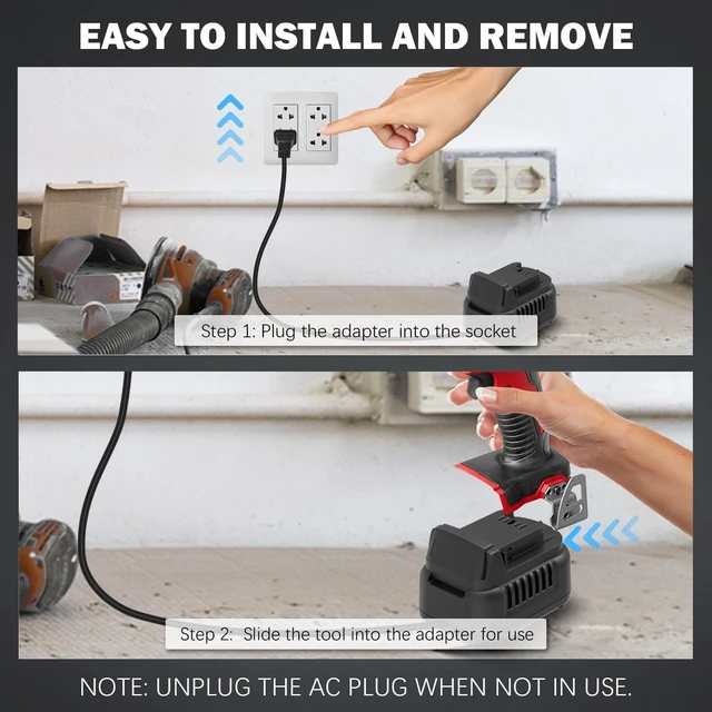 Alt view image 2 of 5 - Zdydew Upgrade 500W AC 110V to 18V DC Cord Plug Adapter Powered for Milwaukee 18V Cordless Tools, AC to DC Wired Plug in Power Supply Converter (500W Max)