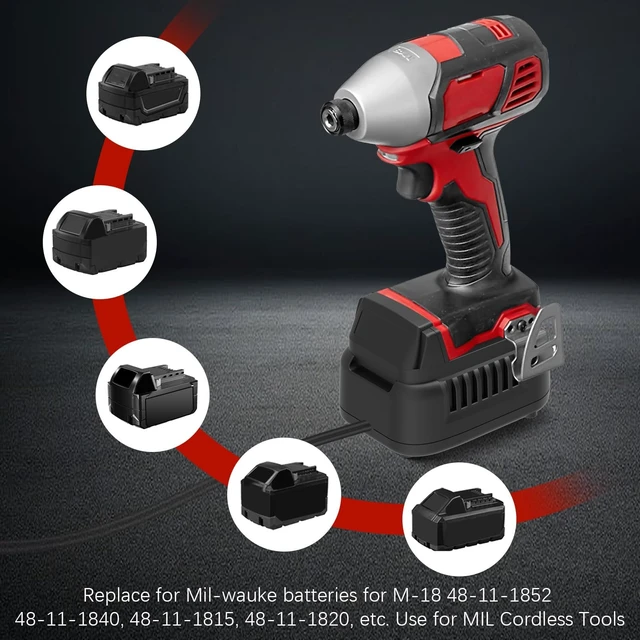 Alt view image 5 of 5 - Zdydew Upgrade 500W AC 110V to 18V DC Cord Plug Adapter Powered for Milwaukee 18V Cordless Tools, AC to DC Wired Plug in Power Supply Converter (500W Max)