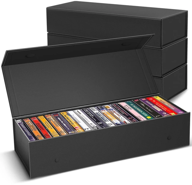 Main image of 3 Pack Cassette Tape Storage Box, Tape Holder Store 60 Cassette Cases, Media Storage Organizer
