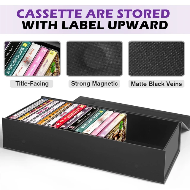 Alt view image 2 of 5 - 3 Pack Cassette Tape Storage Box, Tape Holder Store 60 Cassette Cases, Media Storage Organizer