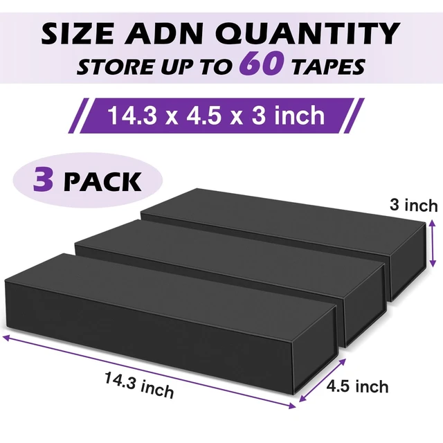 Alt view image 3 of 5 - 3 Pack Cassette Tape Storage Box, Tape Holder Store 60 Cassette Cases, Media Storage Organizer