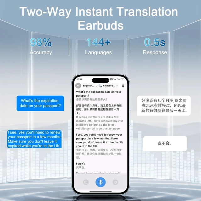 Alt view image 2 of 5 - Srotek AI Translation Earbuds Real Time, 144 Languages Translator Earbuds