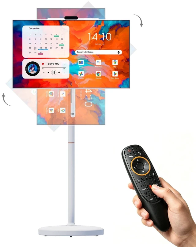 Main image of 32 Inch Smart Portable TV on Wheels, Rolling TV, Detachable 13MP Camera