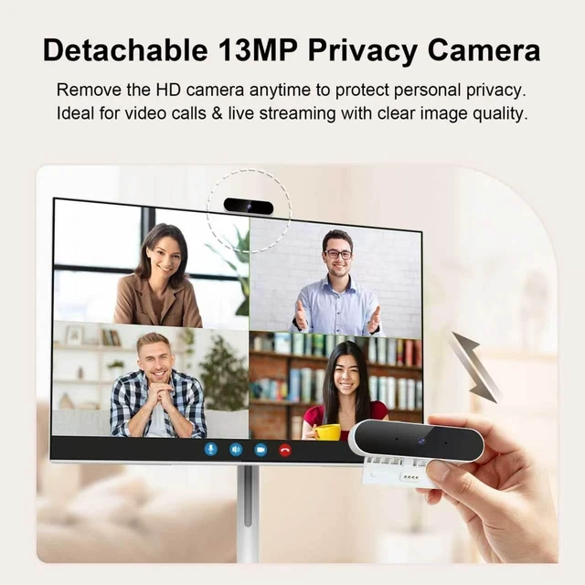 Alt view image 2 of 5 - 32 Inch Smart Portable TV on Wheels, Rolling TV, Detachable 13MP Camera