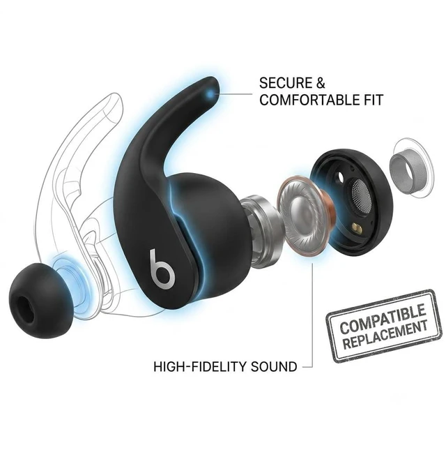 Alt view image 3 of 5 - Budsyvox Single Left Replacement Earbud Compatible with Beats Fit Pro(Sage Gray)