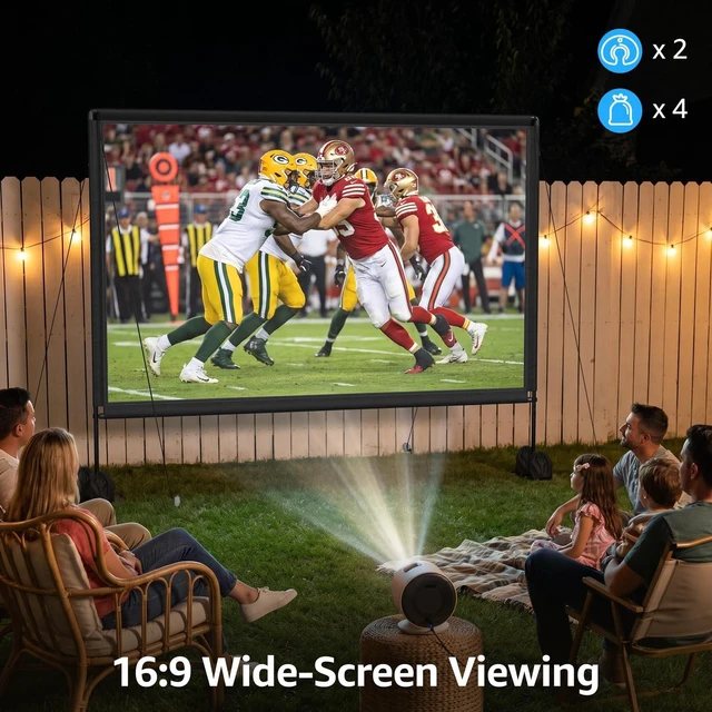 Alt view image 2 of 5 - 120 Inch Portable Projector Screen with Stand 4K Outdoor Movie Screen