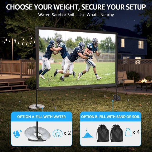 Alt view image 3 of 5 - 120 Inch Portable Projector Screen with Stand 4K Outdoor Movie Screen